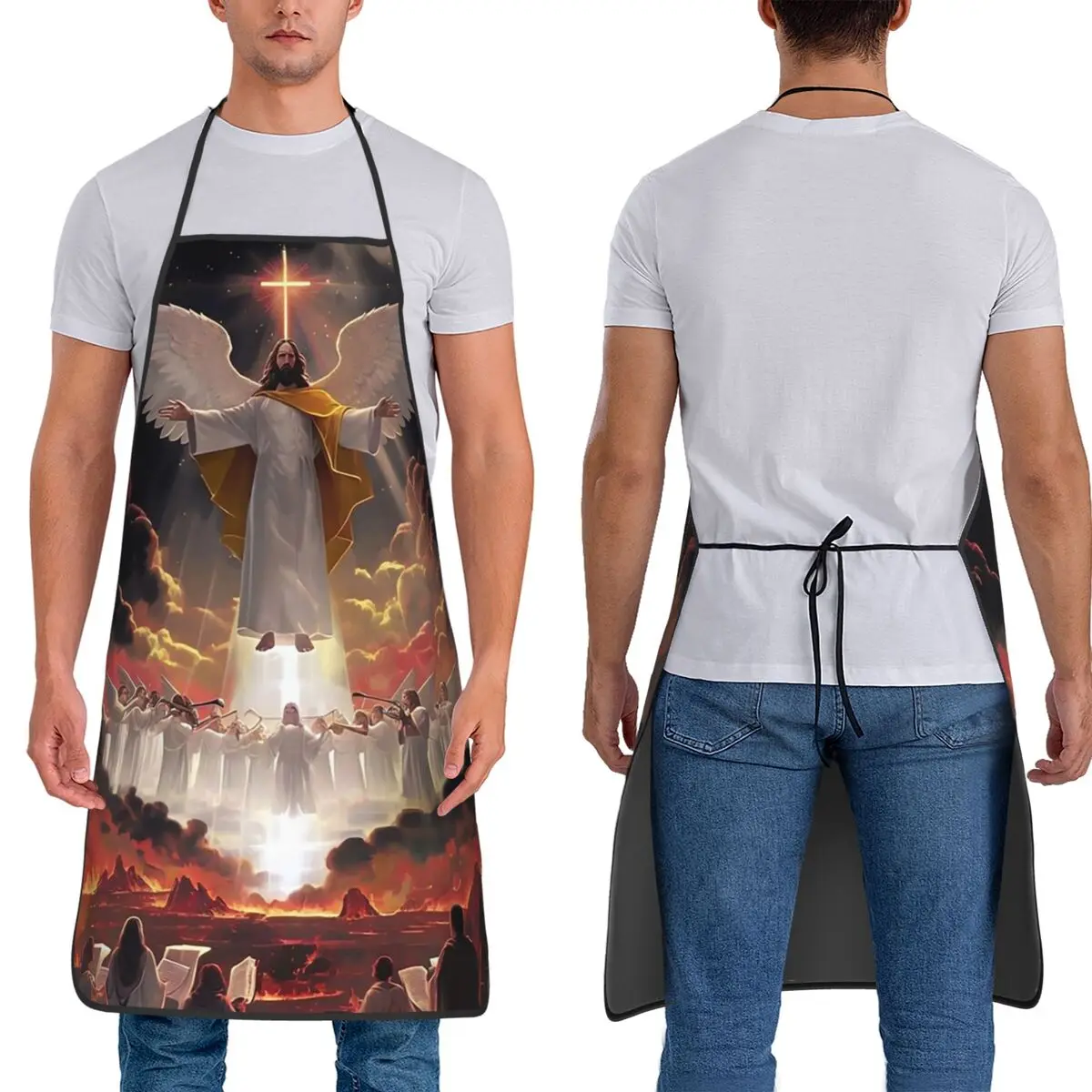 Angel Jesus Christ In Heaven Christian Art Jesus Ascension Apron Chef Cuisine Tablier Sleeveless Bib Kitchen Cleaning Pinafore