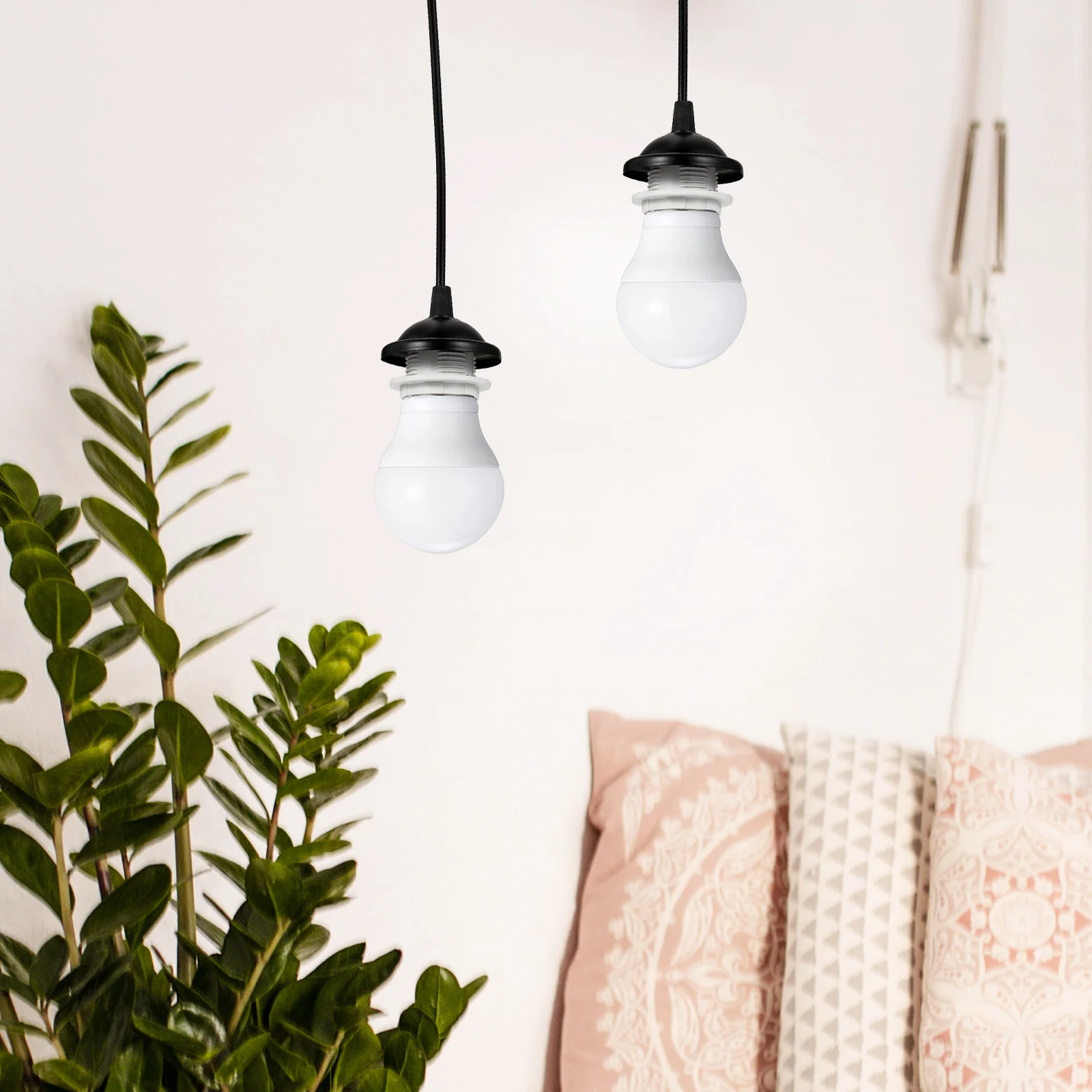 

2Pcs E27 Hanging Cable Lamp Holder Socket Metal Ceiling Light Base Vintage Industrial Hole ABS Material Energy Efficient