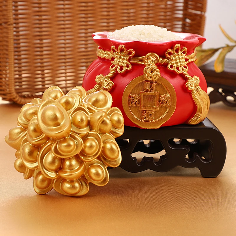 Feng Shui Decor Money Tree Wealth And Good Luck Blessing Bag Home Desktop Decoration Resin Crafts