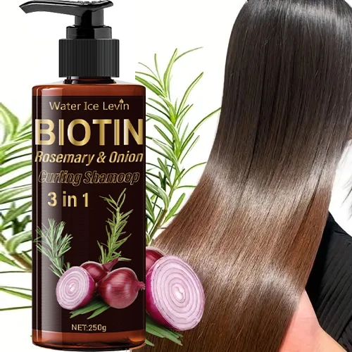 Biotin Shampoo 3-in-1, Moisturizing and Rich in Onion Extract Foam, Hydrates and Adds Shine for 72 Hours, Gently Massages and Cleanses for Hair That Is Fluffy and Smooth