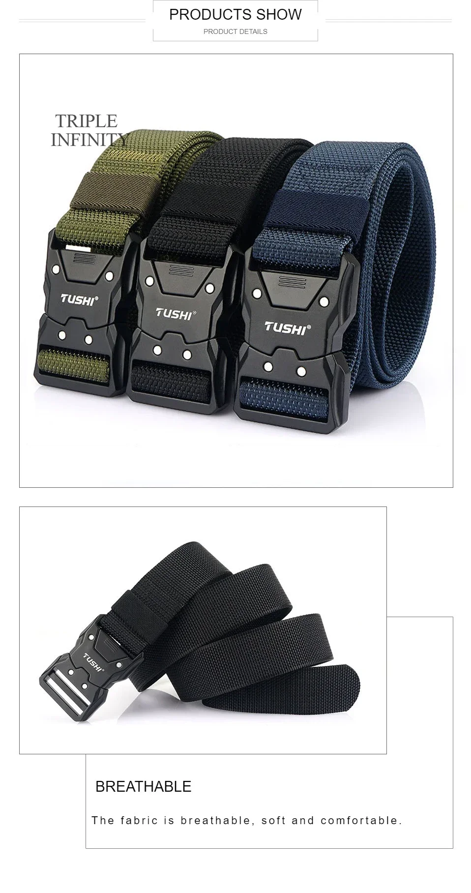 Quick Release Pluggable Metal Buckle Canvas Tactical Belt For Drilled Tough Nylon Belt For Men Durable Webbing Belts Training