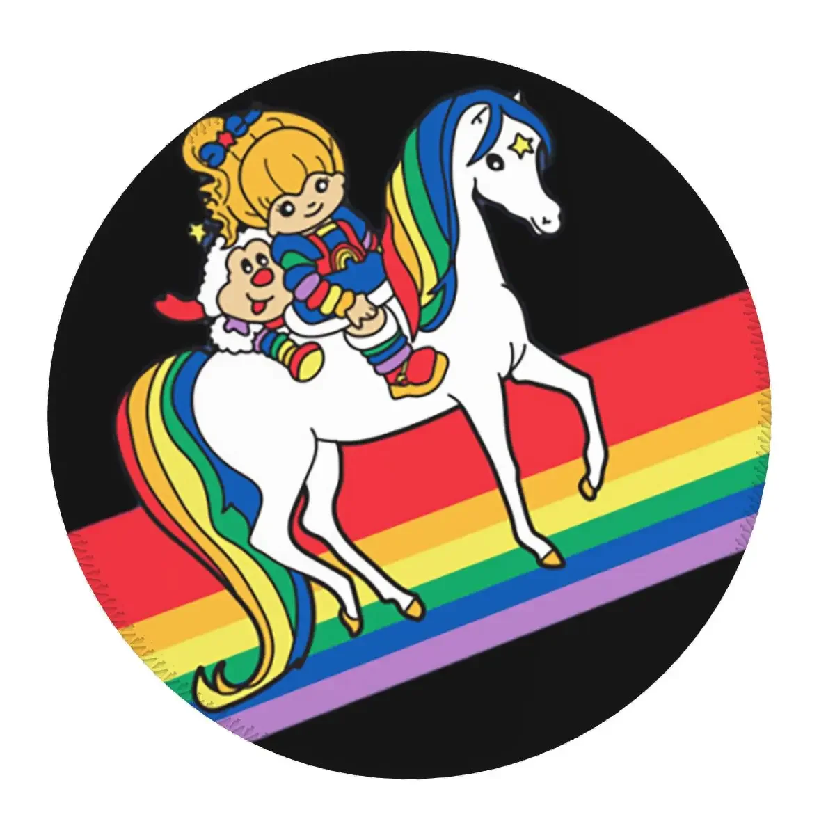 Rainbow Brite And Friends - Retro Cartoon Design Round Mouse Pad Computer Keyboard Mouse Mat Gamer Laptop Desk Mat