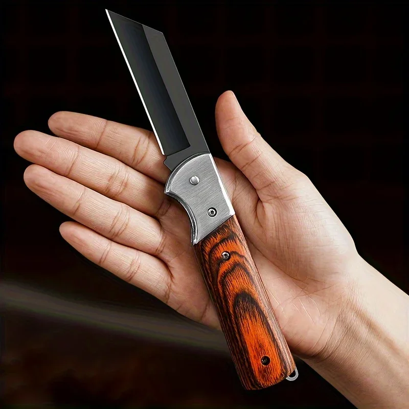 Stainless steel grafting knife Budding knife Color wood handle multi-functional folding fruit knife outdoor knife