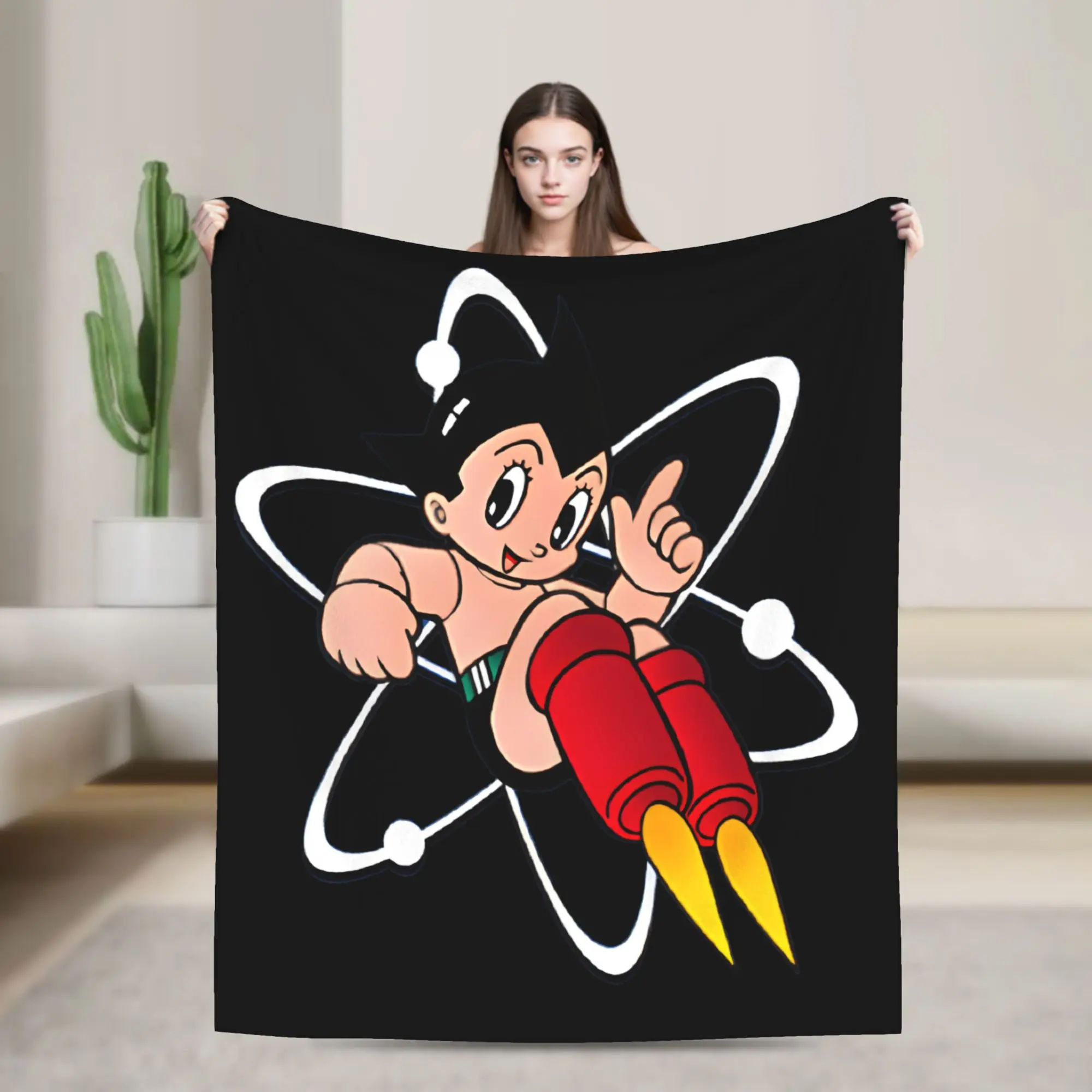 Astro Boy Anime Knitted Blanket Astroboy Flannel Throw Blanket Airplane Travel Decoration Soft Warm Bedspread