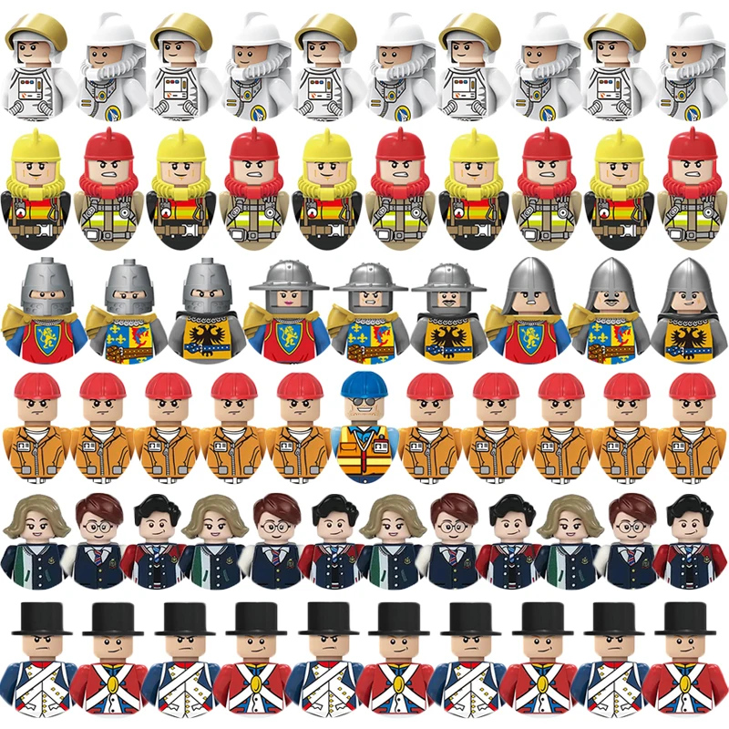 

Children Building Block Toy City Figures Firemen Athletes Student Medieval Military Soldier Halloween Christmas Character Bricks