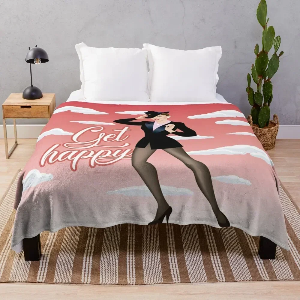 

Get happy Throw Blanket Warm Comfortable Blanket Gift for Parents Friends