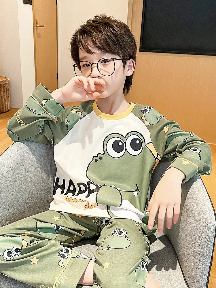 boys'-cotton-pajamas-long-sleeve-home-clothes-spring-autumn-season-a-class-pure-cotton-comfortable-breathable-sleepwear