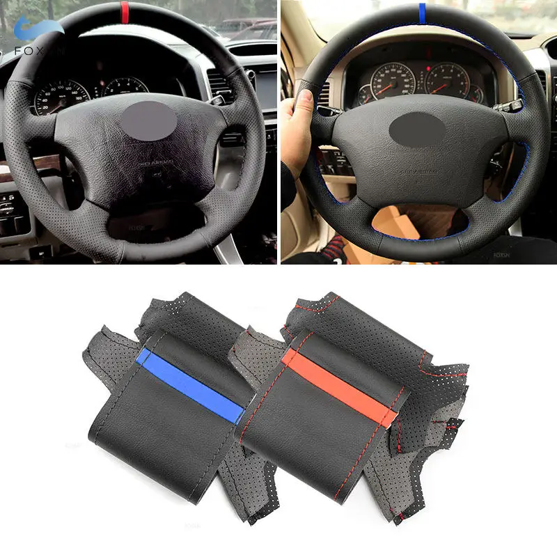For Toyota Land Cruiser Prado 120 4Runner 2003-2007 Tacoma 2005-2011 For Lexus LS400 1995 Car Steering Wheel Cover Leather Trim