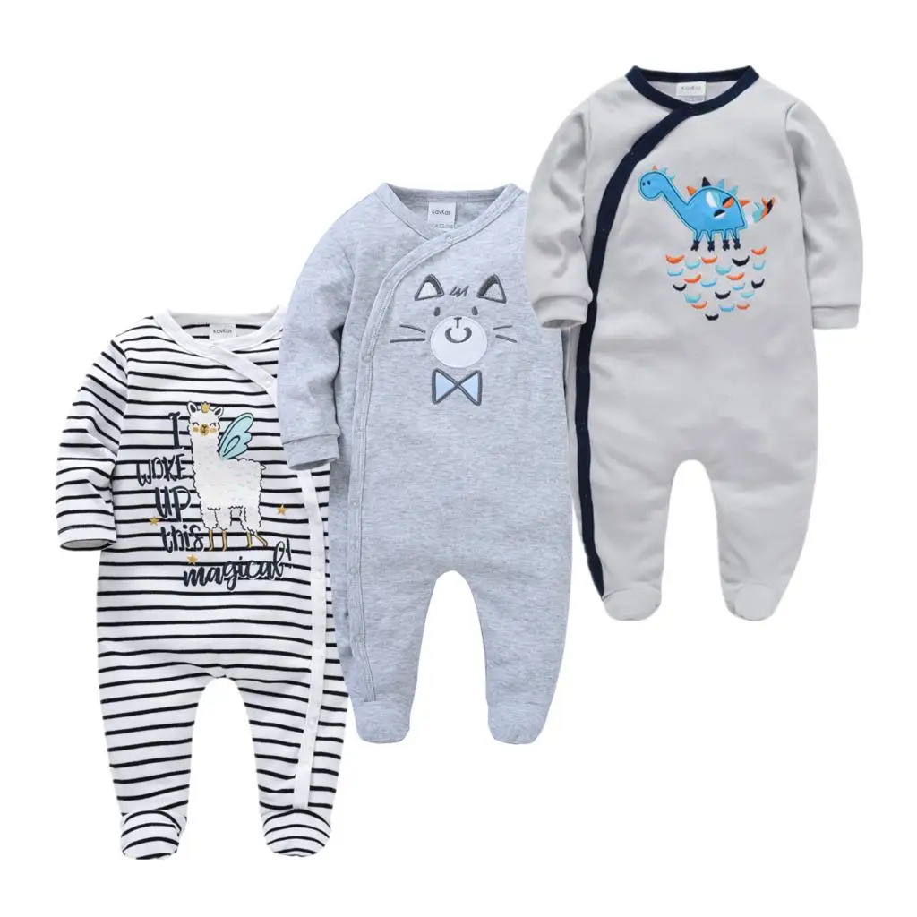 Baby Boys Jumpsuit Newborn 3PCS Cotton Infant Baby Pajamas Spring Autumn Cartoon Sleepwear Long Sleeve Girl Pyjamas Home Wear