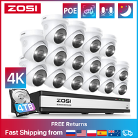 ZOSI 4K POE Security Camera System 8MP Ultra HD 16CH NVR Two Way Audio Color Night Vision Outdoor CCTV Video Surveillance Set