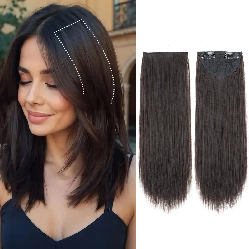 

Synthetic Short Straight 30cm Hair Pieces Invisible Clip in Hair Top Side Cover Hair Accessories for Women