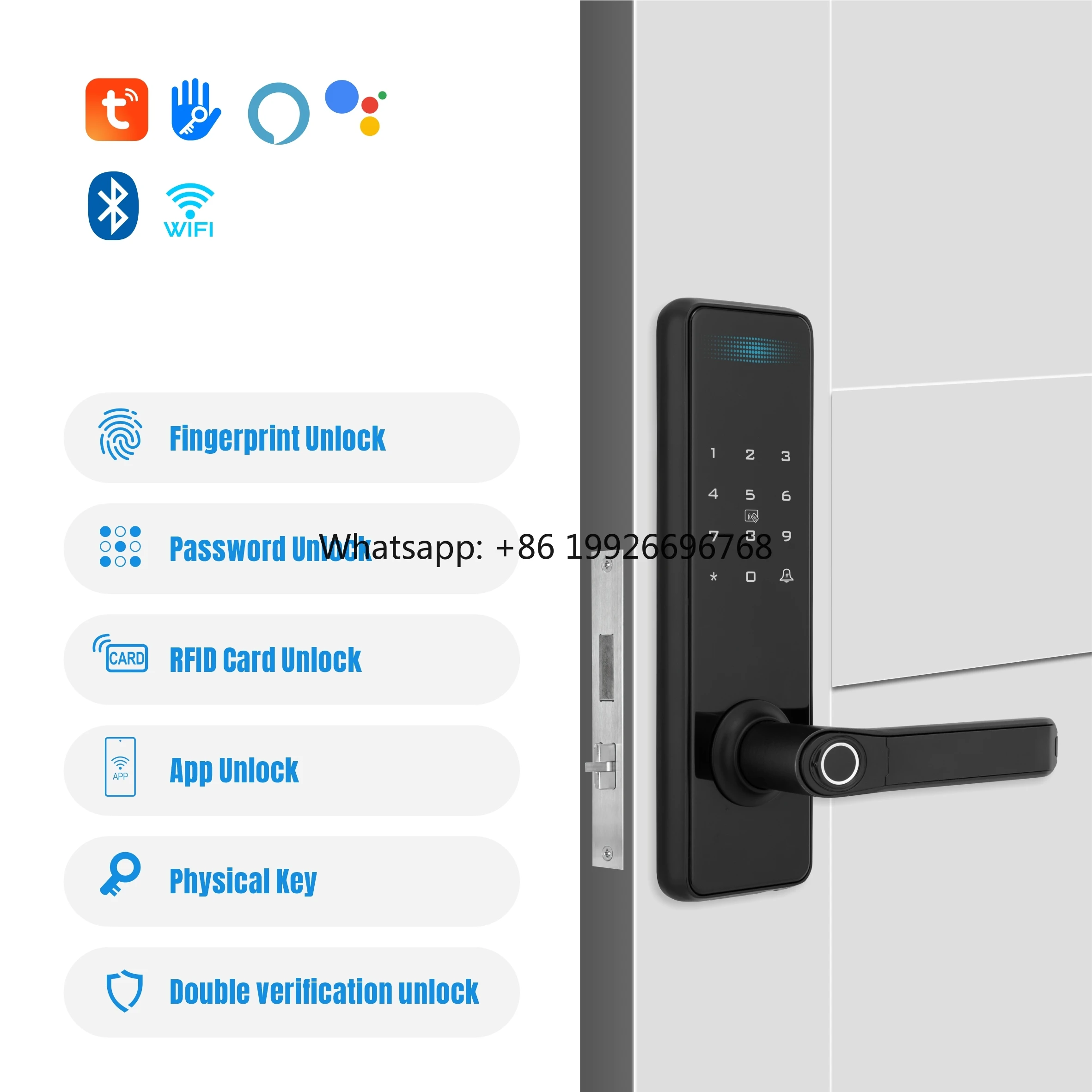 

Electronic Door Lock Security Keyless WiFi TTLock Digital Smart Fingerprint Door Lock Water-Resistant for Airbnb Apartment