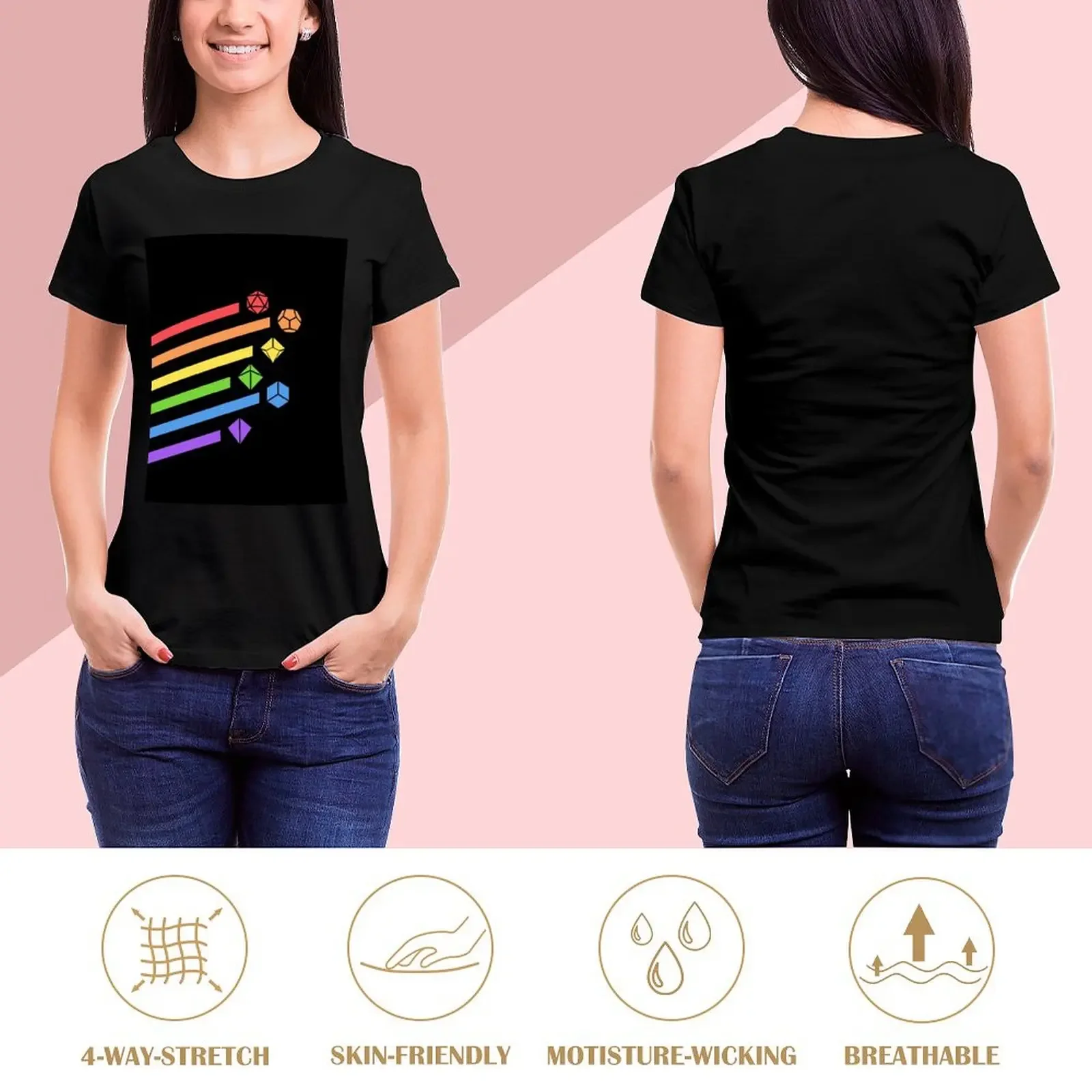 Rainbow Dice Set Tabletop RPG Gaming T-Shirt sublime Short sleeve tee tops t-shirt dress for Women sexy