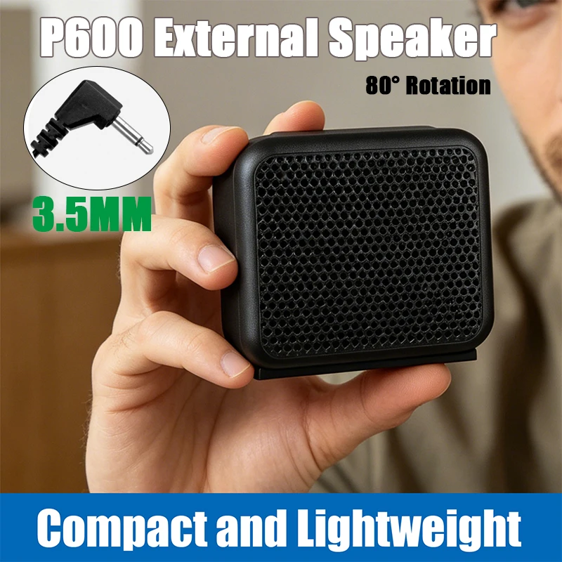 

Mobile Car Radio External Speaker P600 3.5MM Jack Loudspeaker Clear Sound Compatible with ICOM IC-2200 YAESU FT-1802M FT-1807M