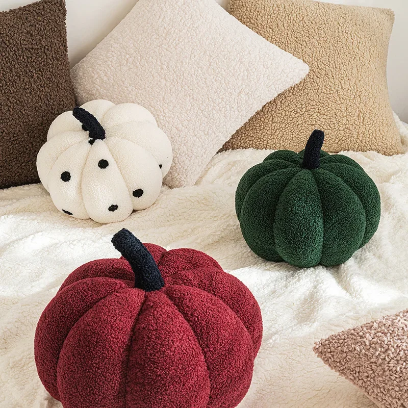 Plush Throw Pillow Pumpkin Lambskin Bay Window Sofa Pillow Home Decoration Stuffed Plant Plush Good Quality Festival Gift friend