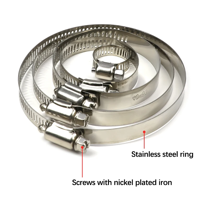 1PCS Stainless Steel Hose Clamps Diameter 8mm ~ 120mm Adjustable Tri Gear Worm Fuel Tube Water Pipe  Fixed Clip Spring Cramps - Image 3