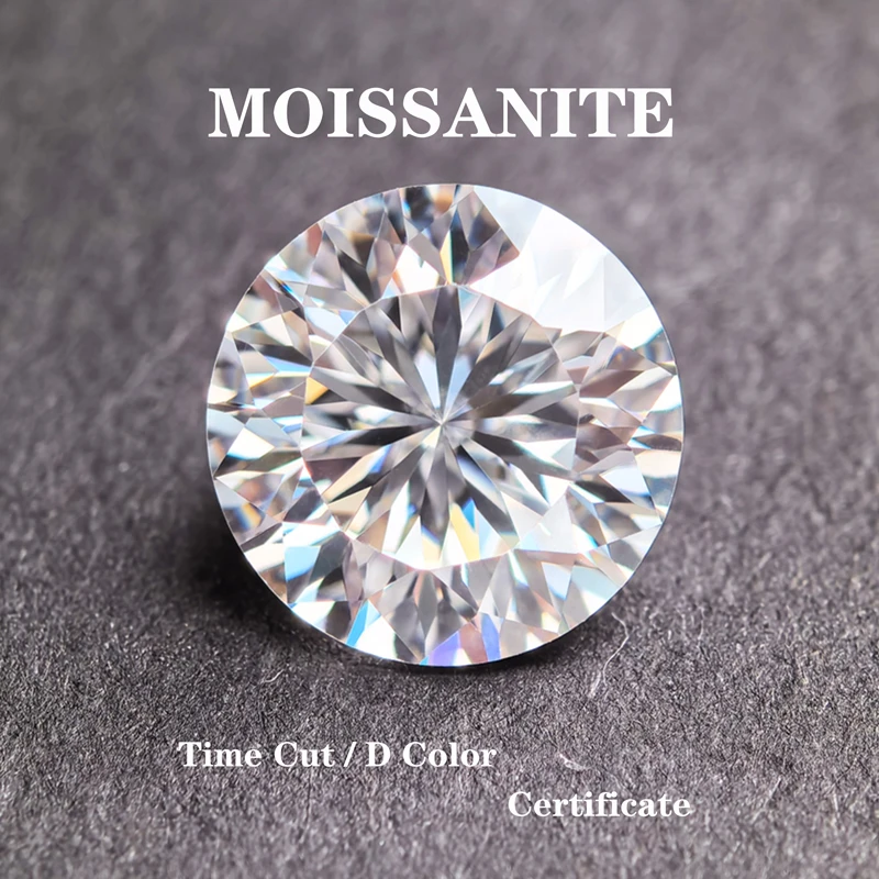 Moissanite Stone Round Shape Time Cut D Color for DIY Jewelry Making Earrings Ring Selectable Charm Gemstone with Certificate