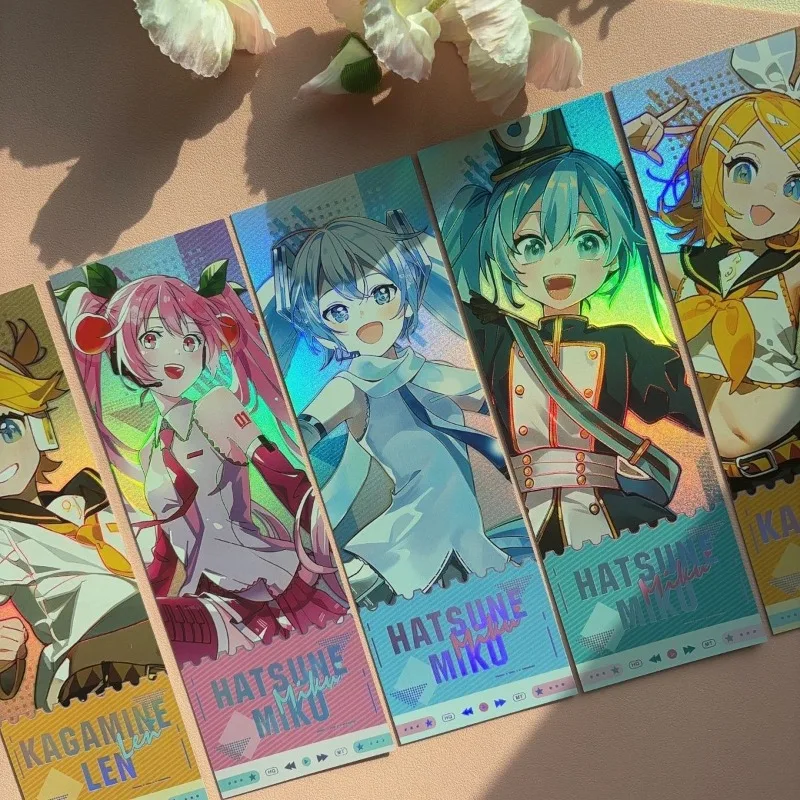 Japanese Anime Hatsune Miku Peripherals Fashionable Laser Tickets Personalized Double-sided Hot Stamping Laser Student Bookmarks