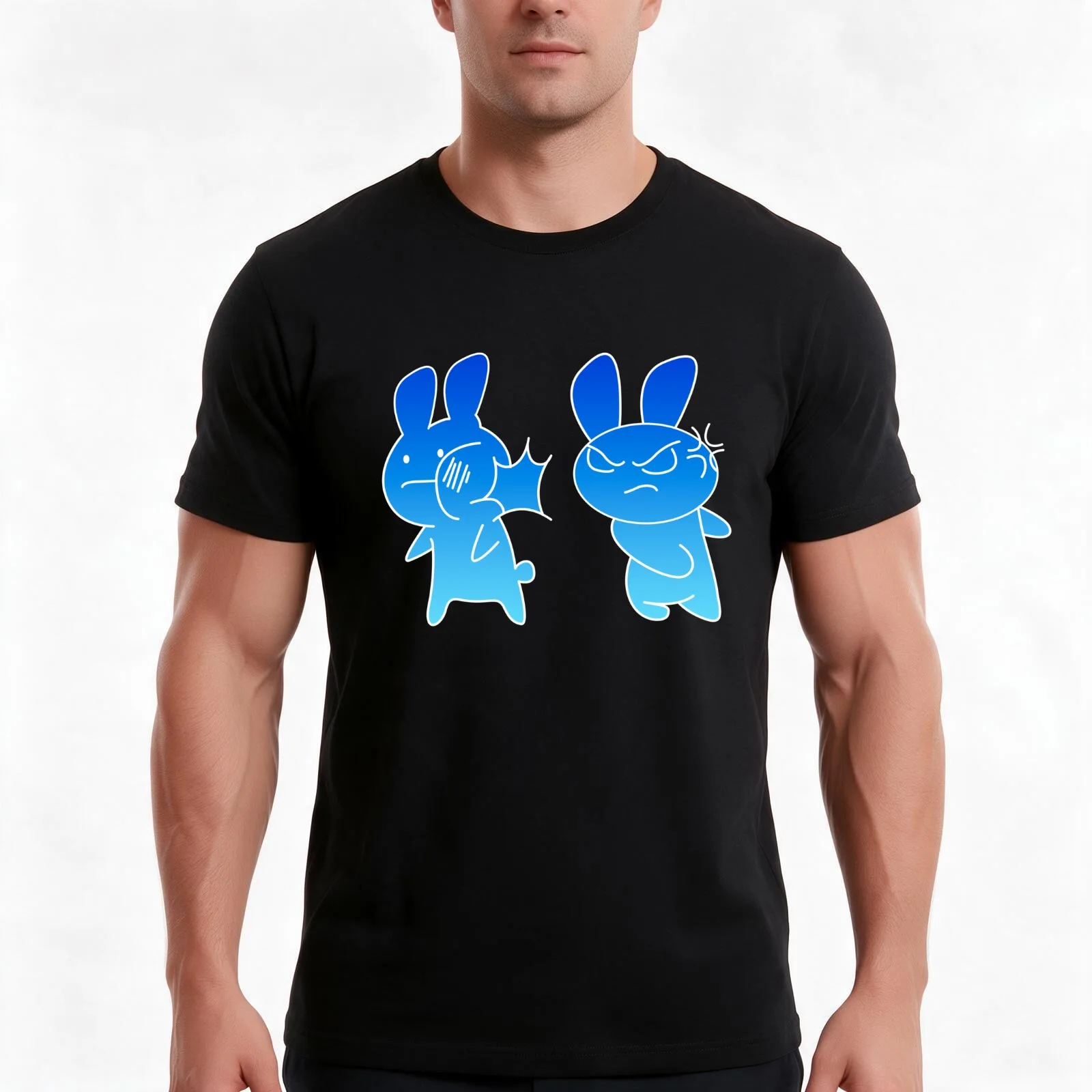 Baka Rabbit Face Slapping Japan funny gift T-Shirt, Summer Casual Cotton Tee, Oversized Streetwear Tops, Vintage Graphic Print