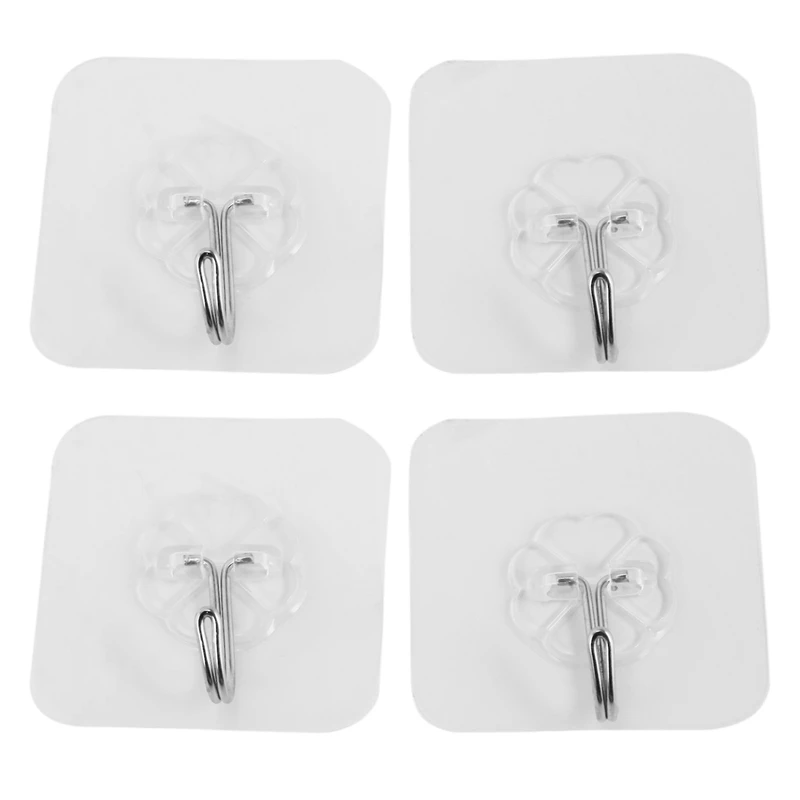 

4X Strong Transparent Suction Cup Sucker Wall Hooks Hanger For Kitchen Bathroom Home