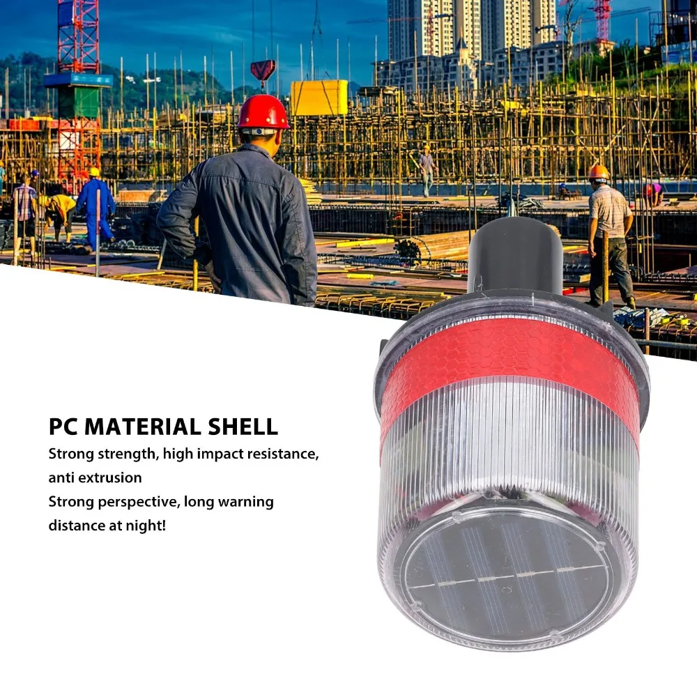 PC Shell LED Alarm Light Reflective Design Waterproof Warning Beacon Light Solar Powered Switch Control