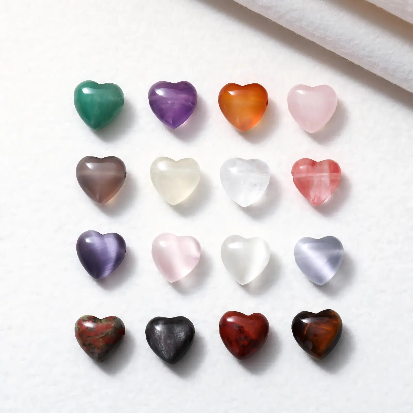 5 Stück/Set 15mm Naturstein Herzförmige Perlen aus Jaspis, Kristall, Amethyst mit Horizontalloch für DIY Schmuckherstellung Anhänger – Detail 6