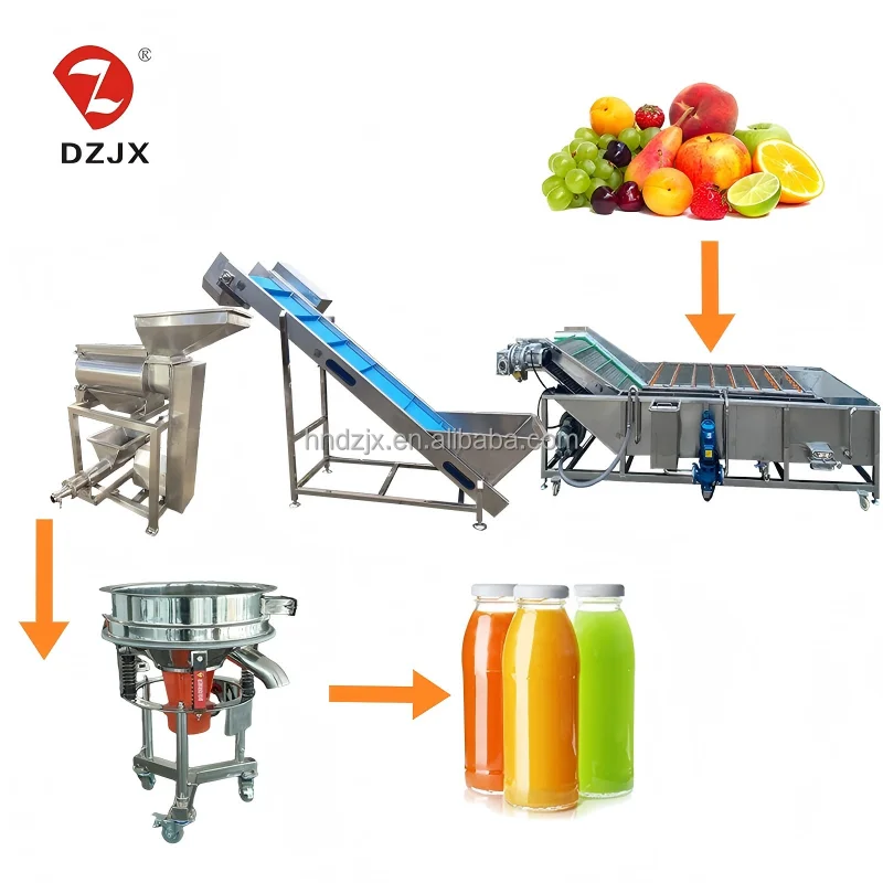 DZJX Low-cost Combined Equipment for Small-sgcale Production Line of Fruit and Vegetable Cleaning and Juicin