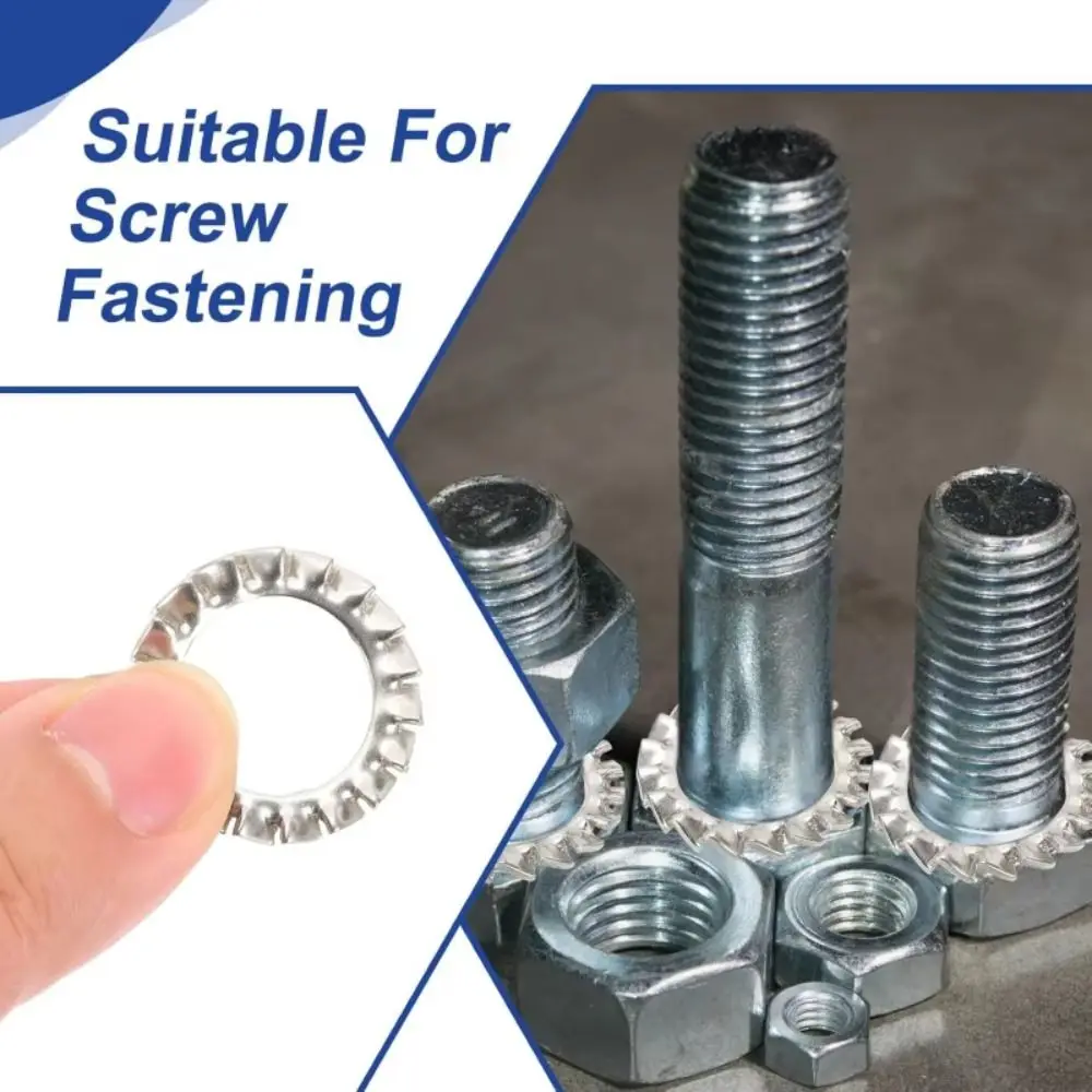 304 Stainless Steel External Teeth Washer Fastener Components M3-M8 Size Internal Serration Locking Corrosion Resistant