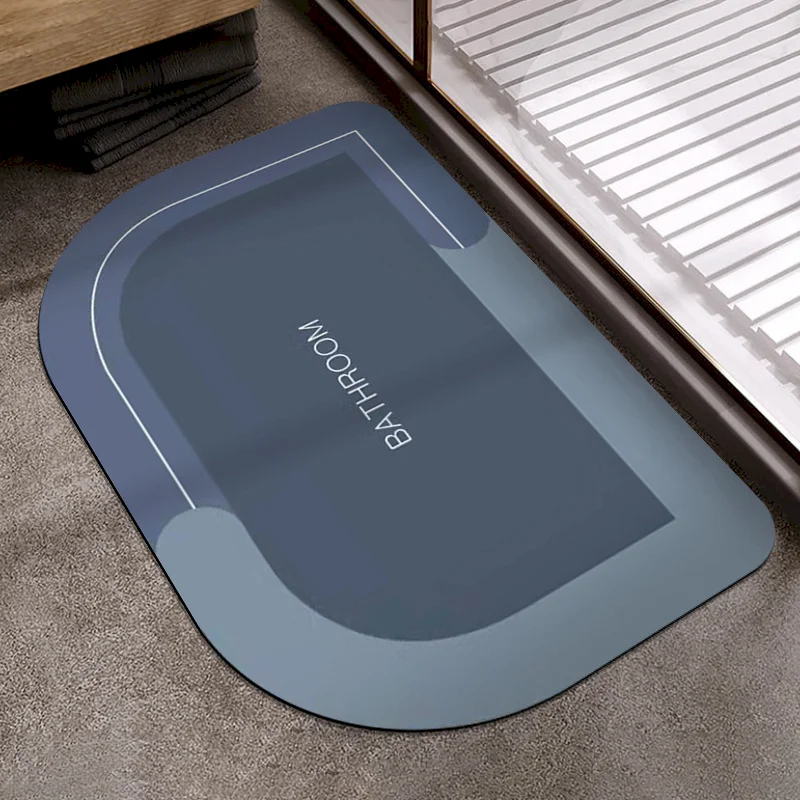 VIKAMA Modern Minimalist Letter Printed Arc-Shaped Oval Carpet Minimalism Super Absorbent Anti Slip Fast Drying Home Decoration