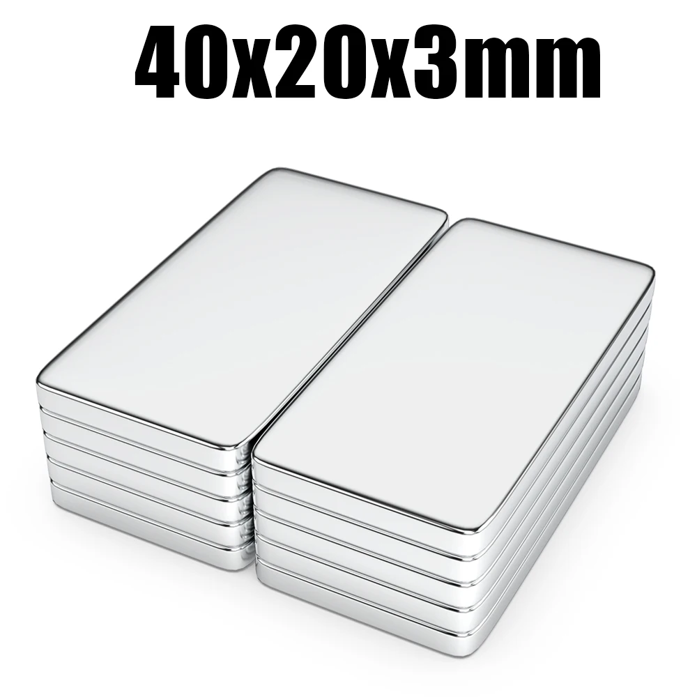 

1/2/5/10/20 Pcs 40x20x3 N35 Neodymium Magnet 40mm X 20mm X 3mm NdFeB Block Super Powerful Strong Permanent Magnetic imanes