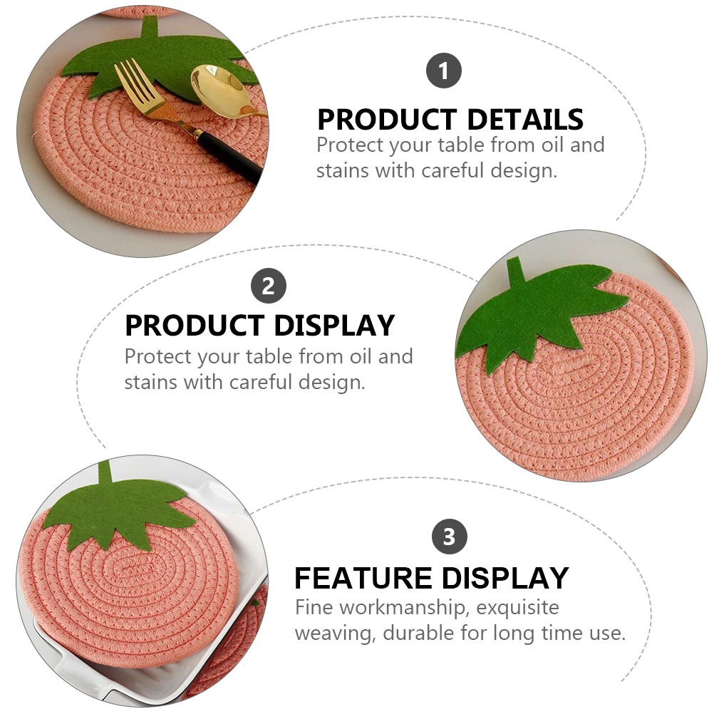 

Strawberry Placemat Cute Cotton Mats Party Coaster Insulated Bowl Pad Nonslip Mat Creative Cup Pad Place Mat Protect Table