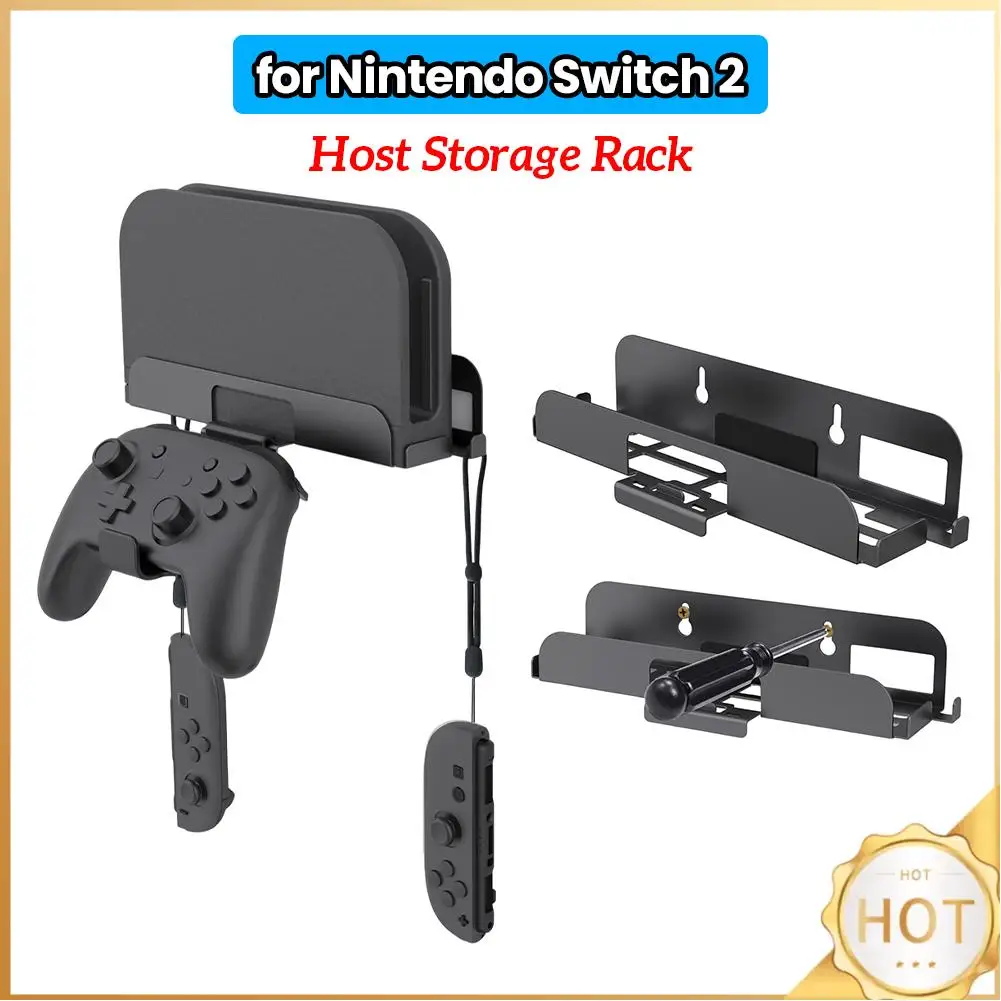 

Wall Mounted Host Stand for Switch 2 Game Console Wall Mounted Holder Bracket Hanging Wall Holder with Controller Hook Stand