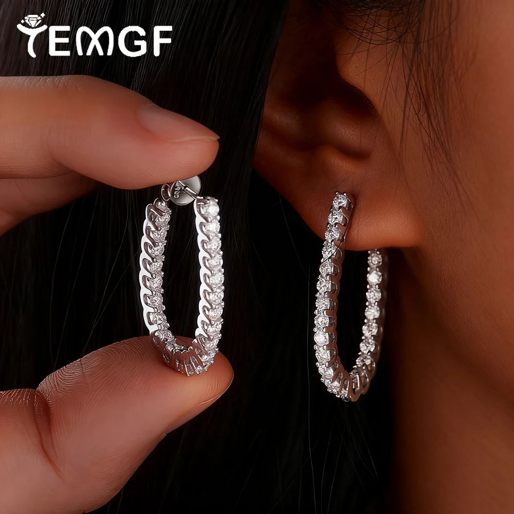 

TEMGF Full Moissanite Ear Studs With GRA 2mm Round Inlay S925 Sterling Silver for Women Fashion Fine Jewelry Daily Party Wearing