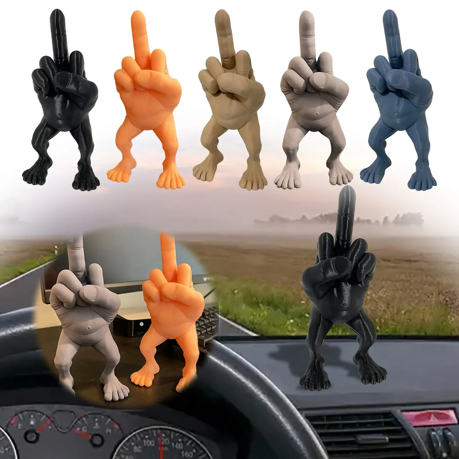 Middle Finger Figure with Legs Refers To Funny 3D Figurine Gag Gifts Car Home Office Desk Statue Decoration Ornament Funny Toys