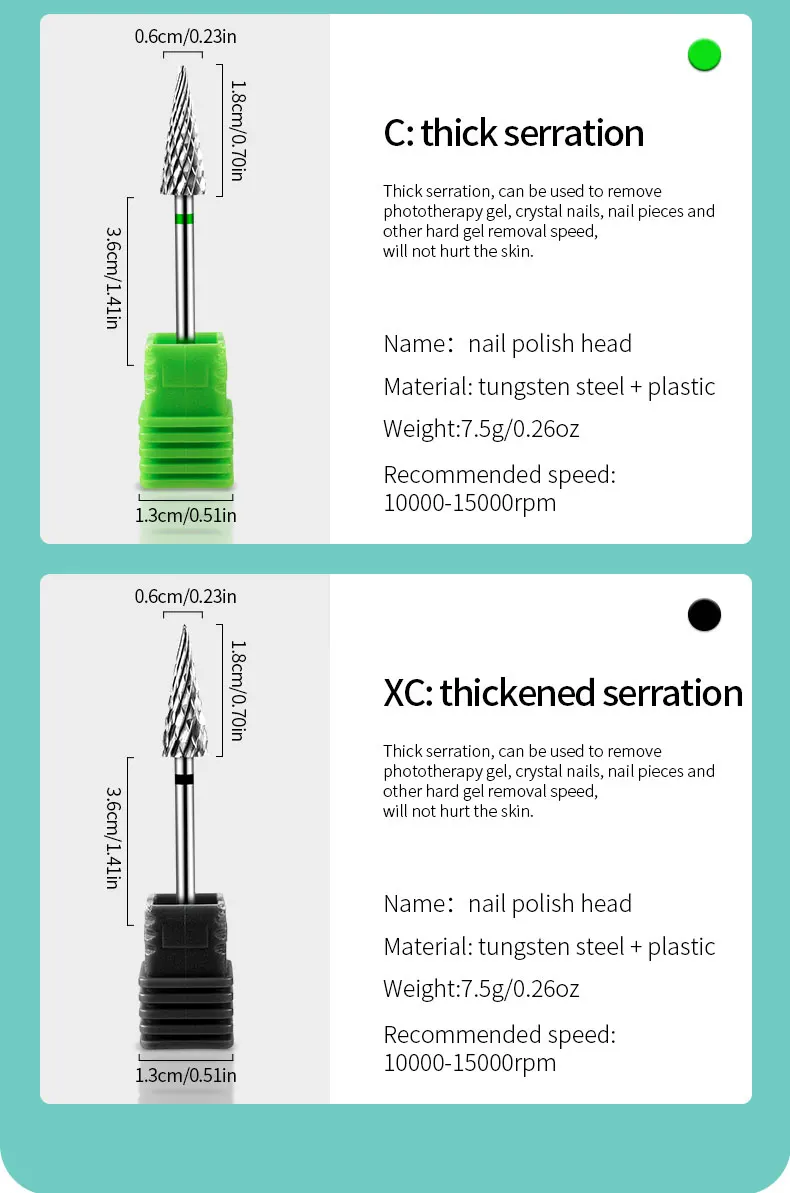 Tip Tungsten Carbid Nail Drill Bits Electric Manicure Drill Accessory Milling Cutters for Nail Gel Polish Remover Nail Tools