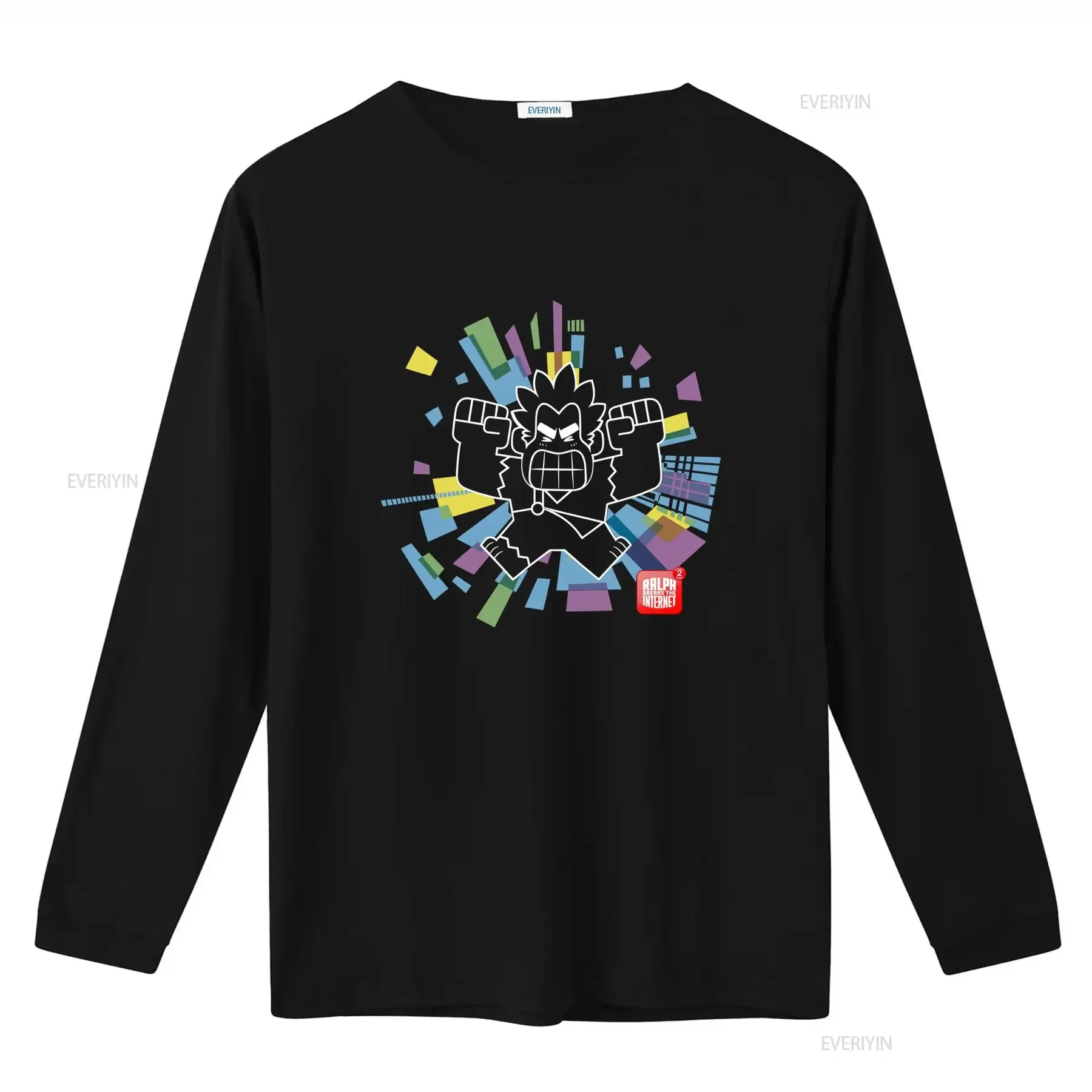 Ralph Breaks the Internet Adult New T Shirt Angry Line Art with Color Explosion Design vintage Washed Breathable streetwear
