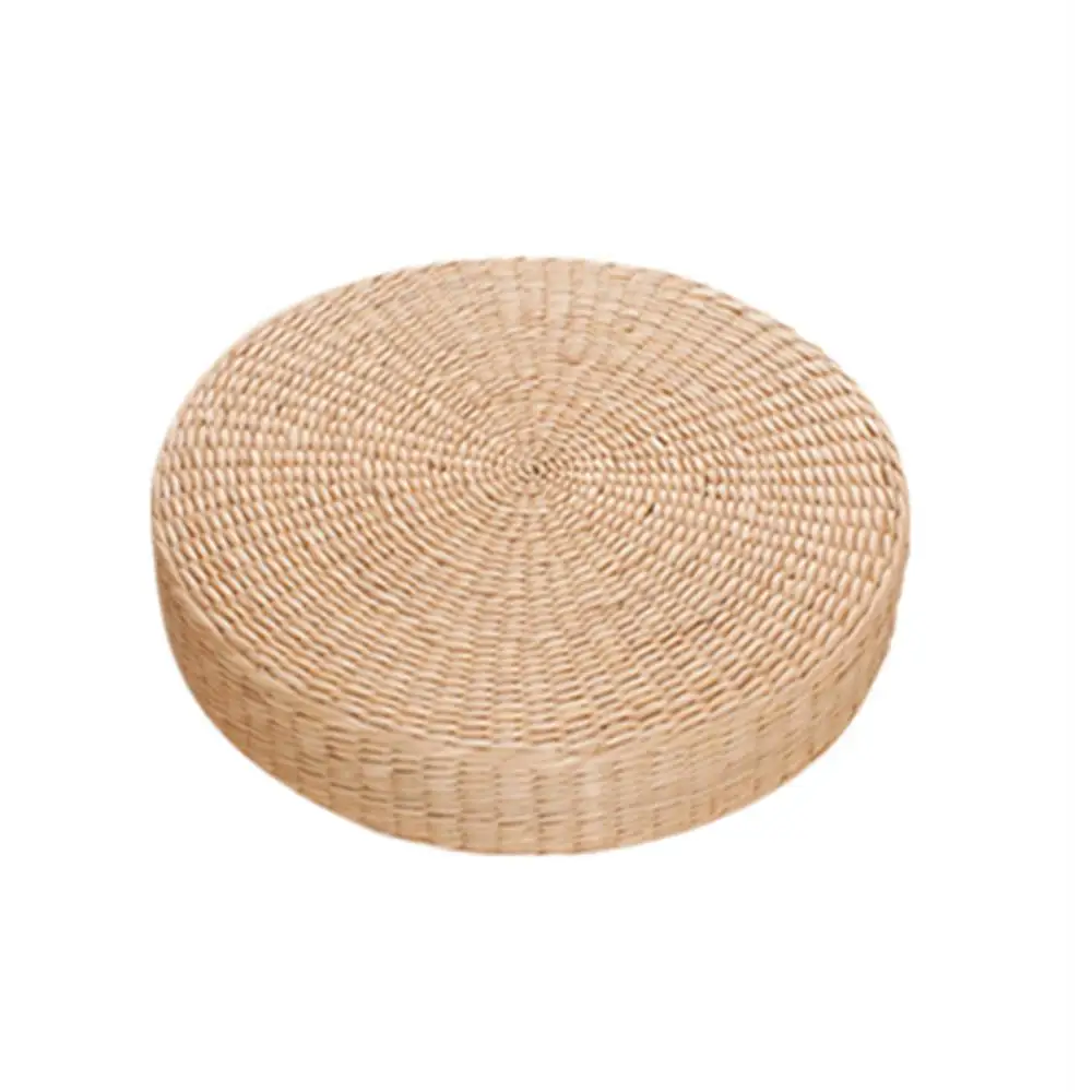 New Hot Sales in 2024 Handmade Woven Natural Straw Round Pouf Tatami Cushion Floor Japanese Style Cushion Home Textile