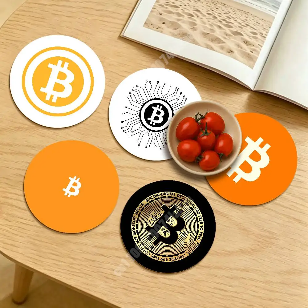 

Bitcoin Logo Finance Blockchain Round Coaster for Drink Cup Relaxing Coffee Nook Sustainable Lifestyle Decor