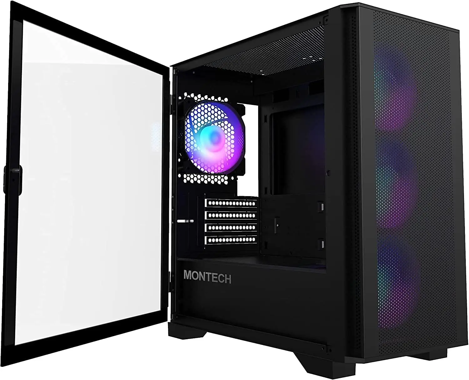 

Micro-ATX PC Case with 4 ARGB Fans, Fine Mesh Front Panel, Tempered Glass Side Panel, Black