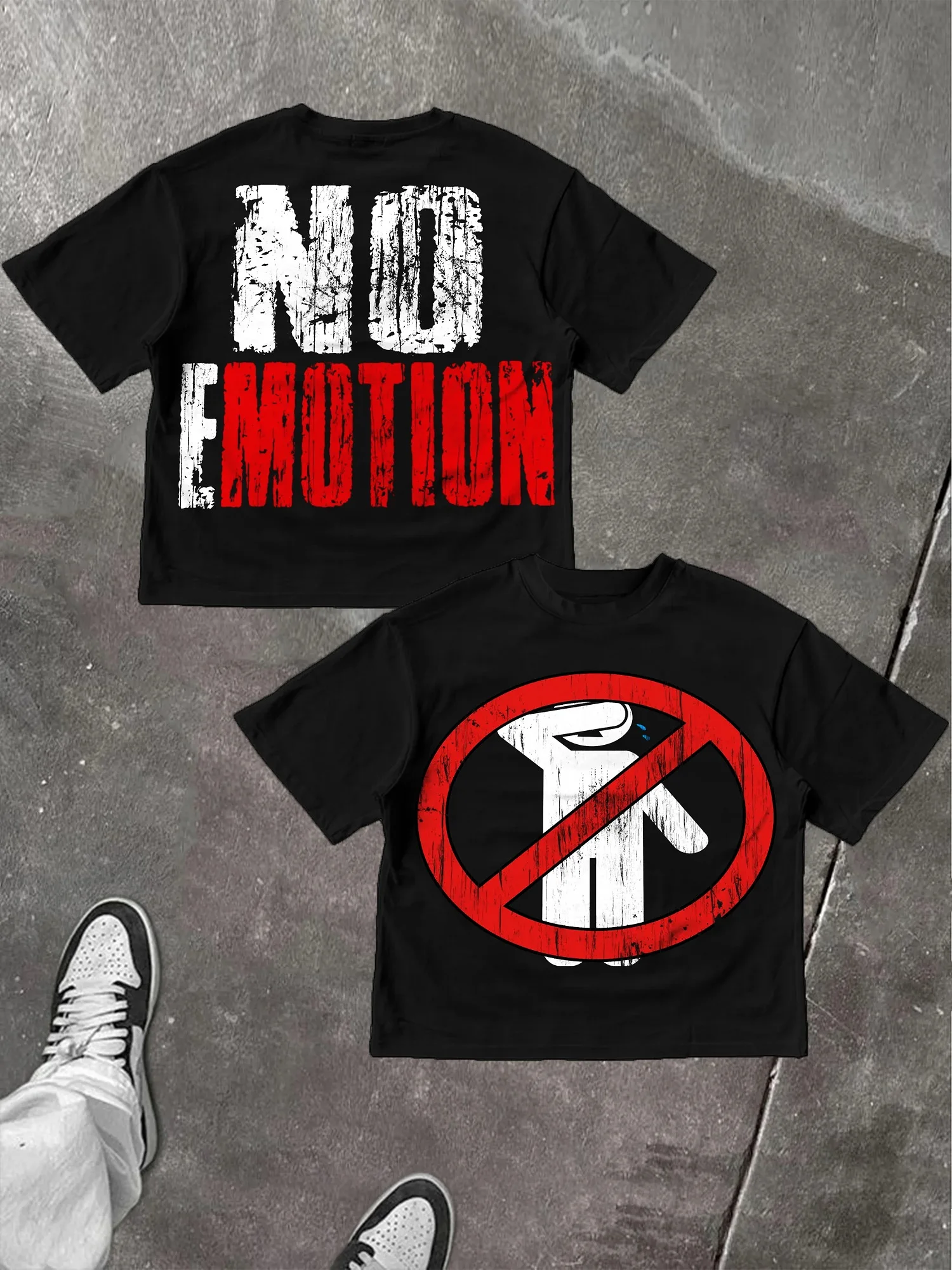 

Винтажная хлопковая футболка в стиле хип-хоп с короткими рукавами NO EMOTION, уличная одежда с буквенным графическим принтом, мужская и женская футболка с круглым вырезом, повседневные топы