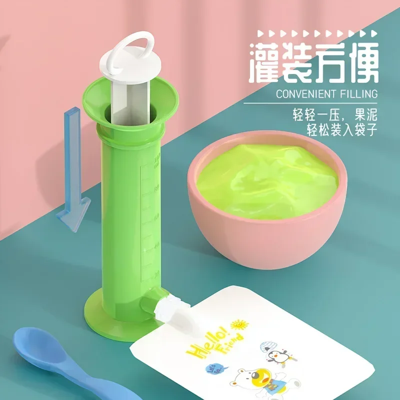 Fruit Squeeze Puree Filler Puree Fruit Squeezer Reusable Pouches Leakage Proof Food Pouch Maker And Dispenser Squeeze