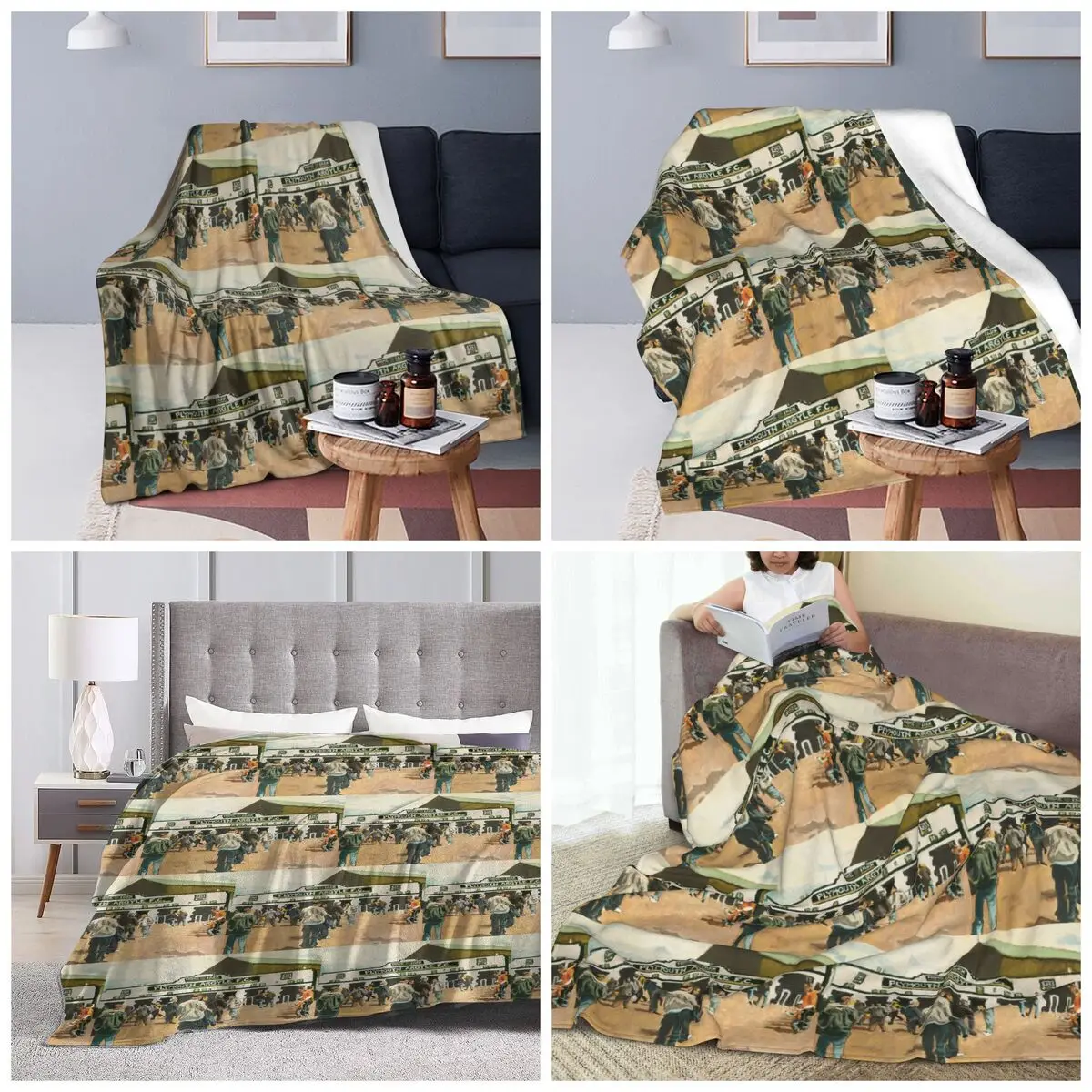 Plymouth Argyle Blankets Soft Warm Flannel Throw Blanket Bedding for Bed Travel Home Couch