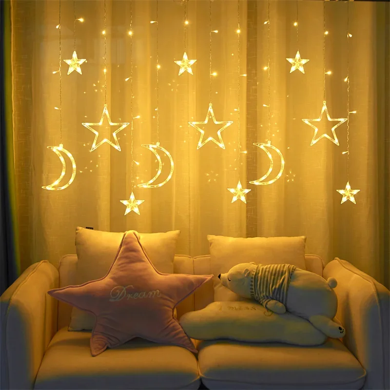 Natale 3.5M LED Star String Light ghirlanda di luci String Star Lamp Outdoor Curtain Decor per la decorazione di nozze di festa