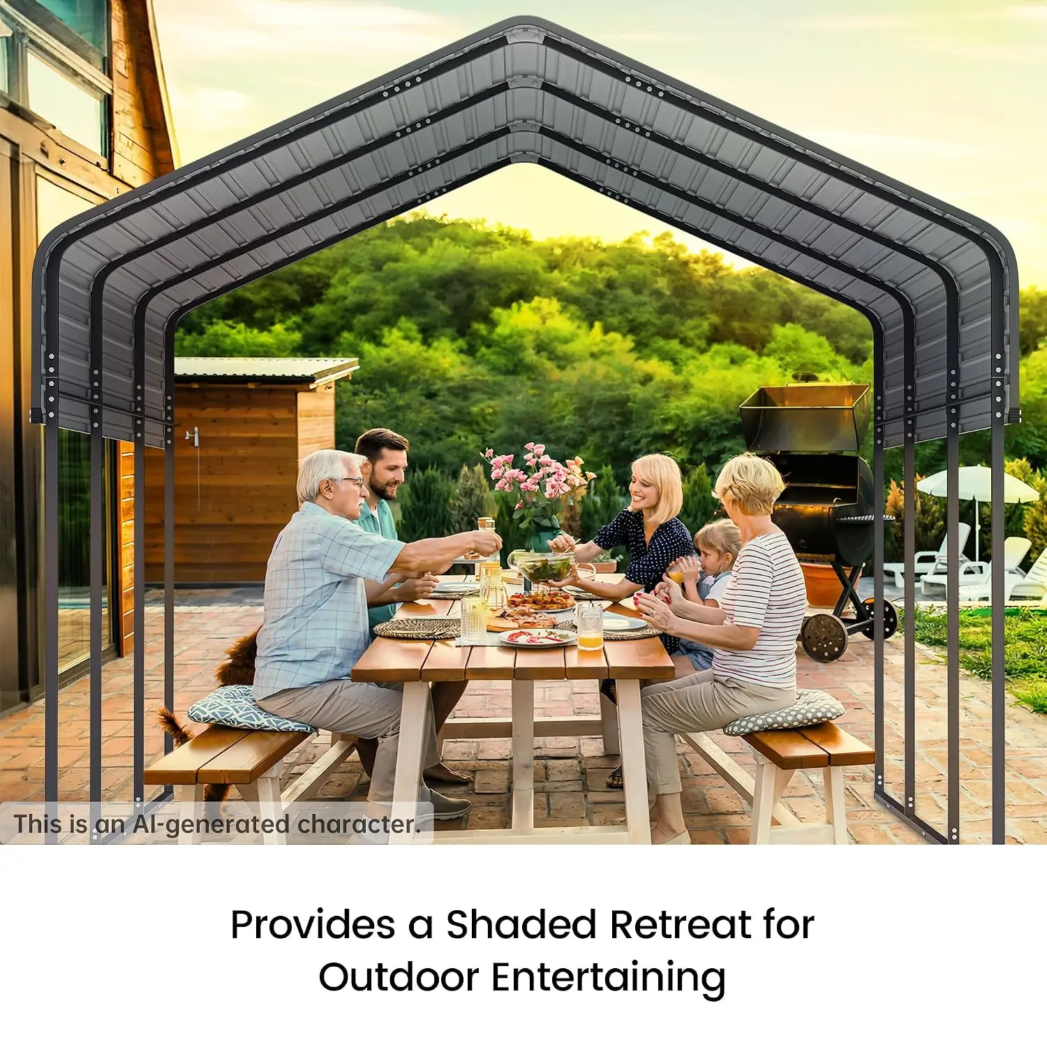 10'x15' Heavy Duty Metal Carport, Outdoor Garage Car Shelter Shade with Heavier Frame, Galvanized Roof for Car and, Custom