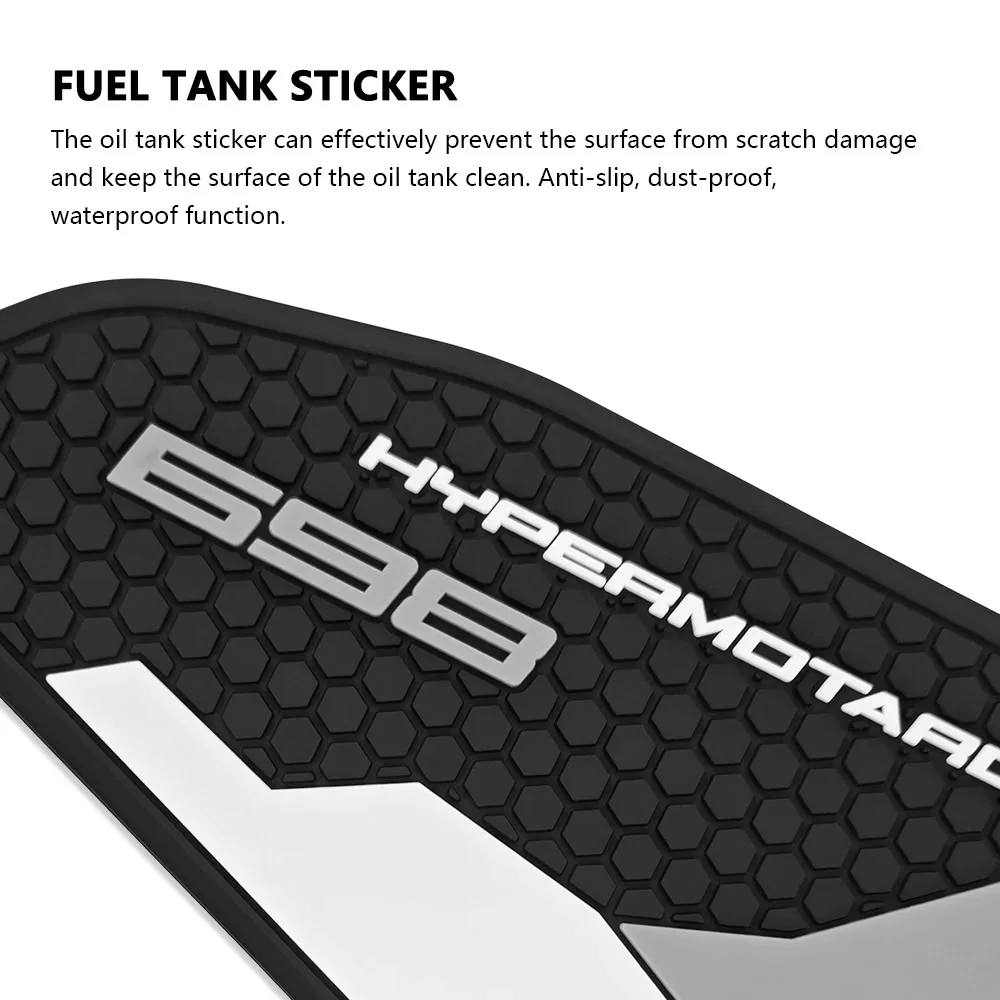 ل Ducati Hypermotard 698 مونو RVE 2025 خزان وقود دراجة نارية وسادة واقية مجموعة ملصقات عدم الانزلاق الجانب خزان الوقود ملصق #4