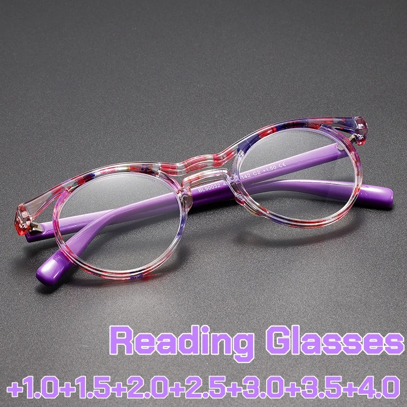 

Fashion Colorful Double Beam Frame Frames Reading Glasses New Vintage Round Frame Anti Blue Light Presbyopia Glasses for Women