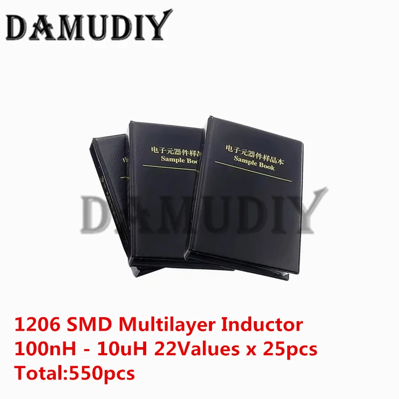 

1206 SMD Multilayer Inductor Sample Book 100nH~10uH 22Valuesx25pcs=550pcs Assorted Kit