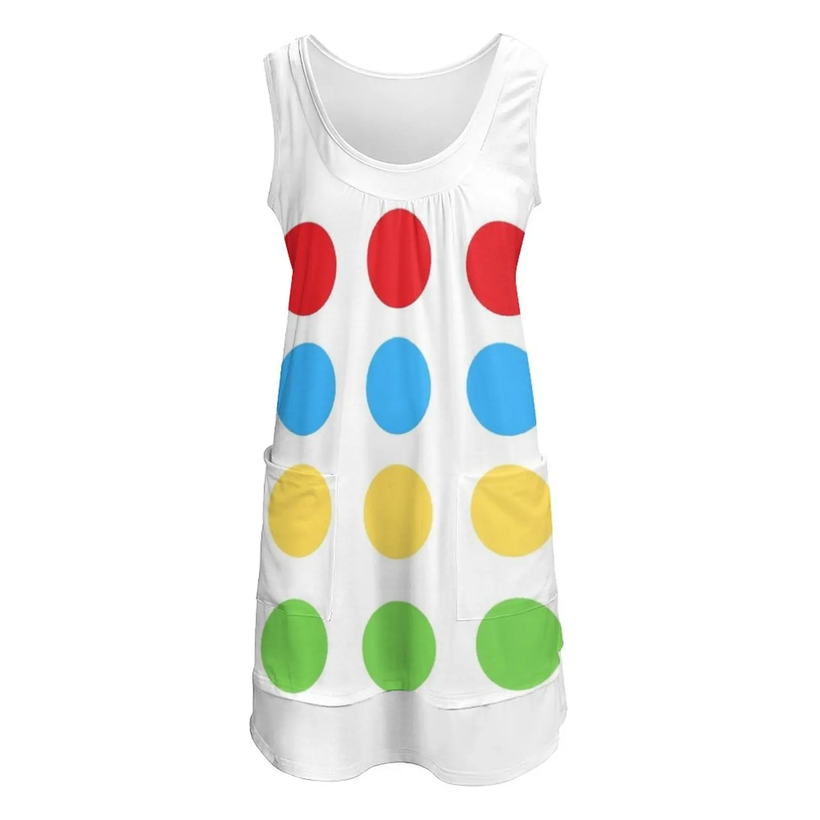 Twister Game Halloween Costume Sleeveless U-Neck Fake Two Piece Dress woman dress Women's summer long dress