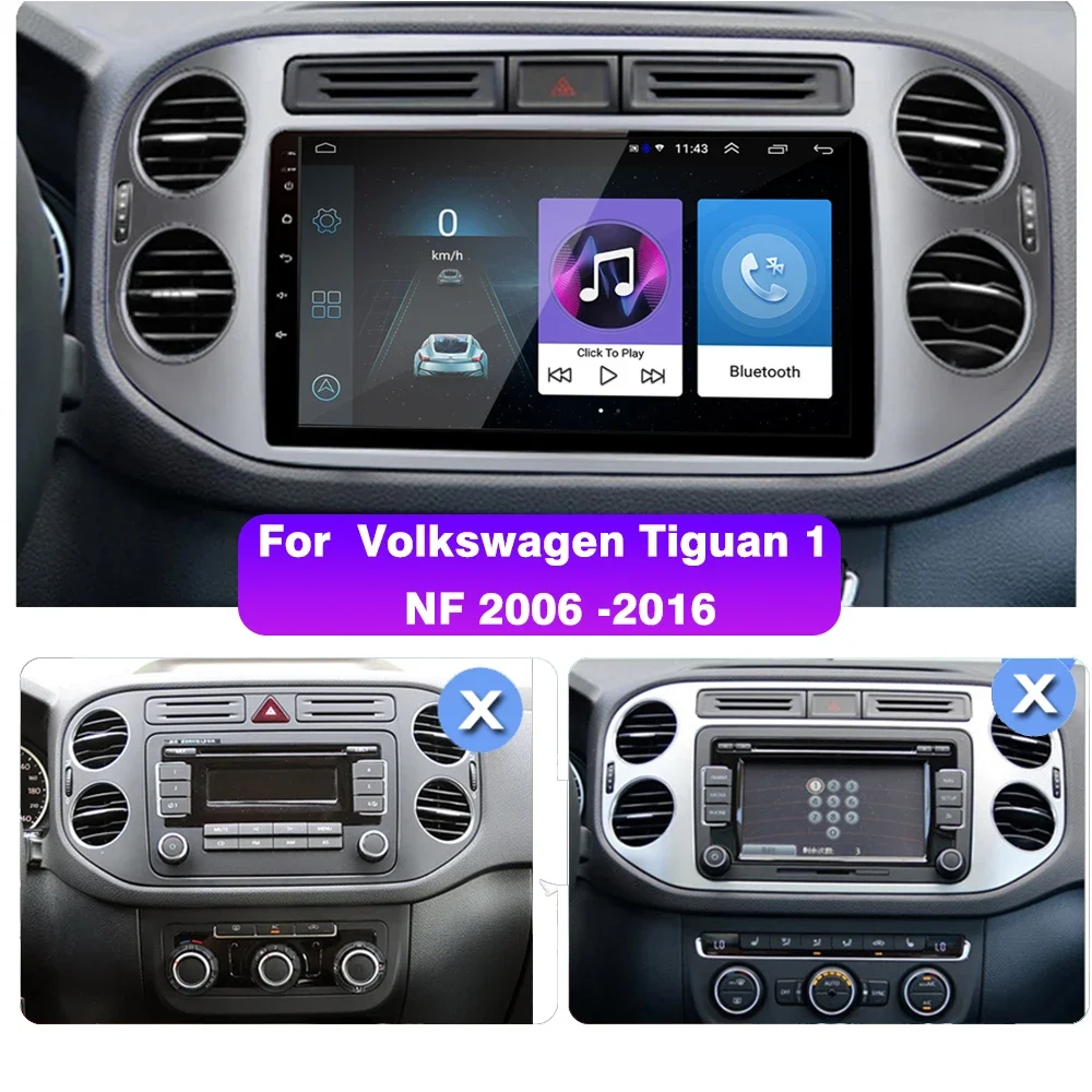 2din Android10 Car Radio Multimedia Player Carplay Auto GPS Navigation DSP BT For VW Volkswagen Tiguan 1 NF 2006 2008-2016