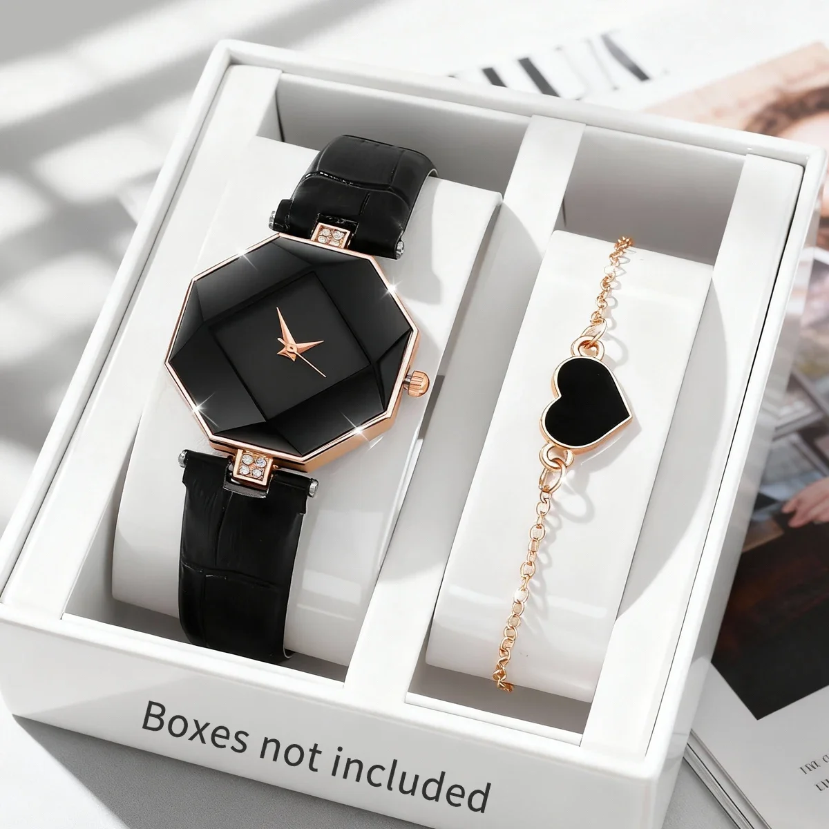 2-piece women's watch+accessory set, new fashionable watch+elegant accessories, the best choice for gift giving